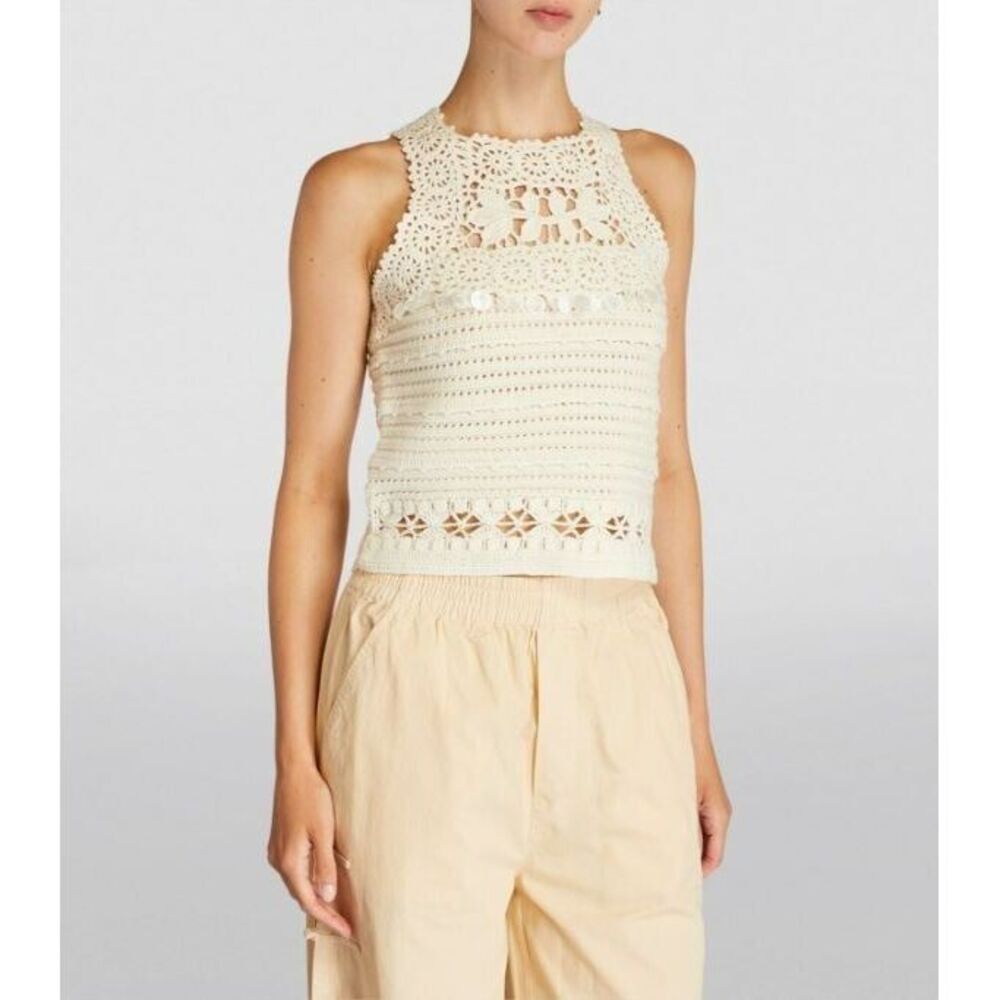 Sea Womens Crochet Gia Tank Top 100% Wool Size‎ Medium